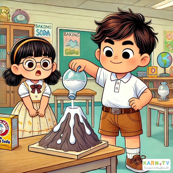 การ์ตูนสำหรับเด็ก ในรูปแบบ นิทานการ์ตูนสองภาษา เรื่อง Amazing Science Experiment หน้า 3